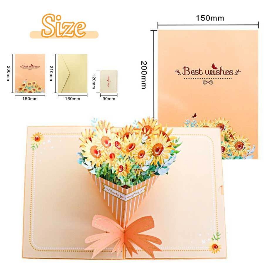 Thank youカード・４枚セット 飛び出すメッセージカード ポップアップカード メッセージカード ピンク 紫 水色 黄色 花束 幼稚園 卒園 卒業 お礼カード - riche_shopminne byGMOペパボ 国内最大級のハンドメイド・手作り通販サイト