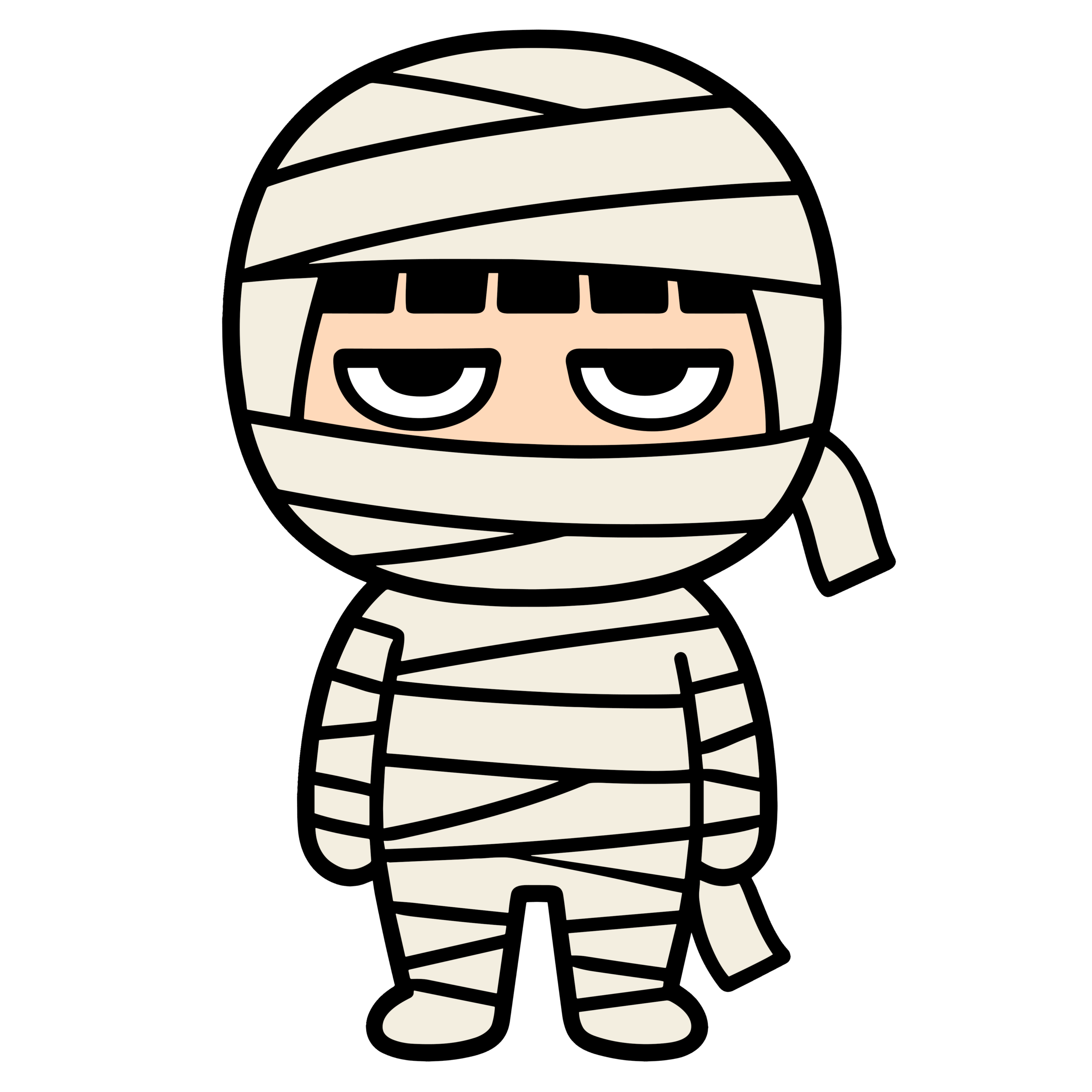 ハロウィンキャラクターセットかわいいミイラ漫画ベクトルイラストストローク ストックベクター ©Punnawich 368689544