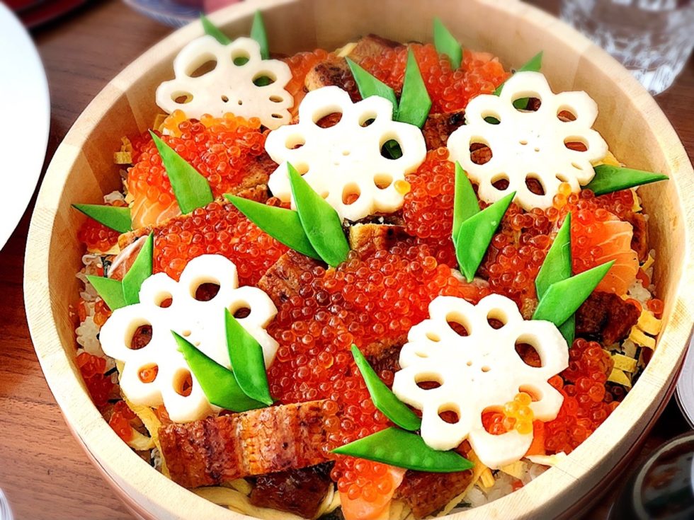 ひな祭りのごちそうをお弁当箱にギュッと詰め込んで、雛ちらし寿司 桃の節句ちらし寿司ひな祭りobento