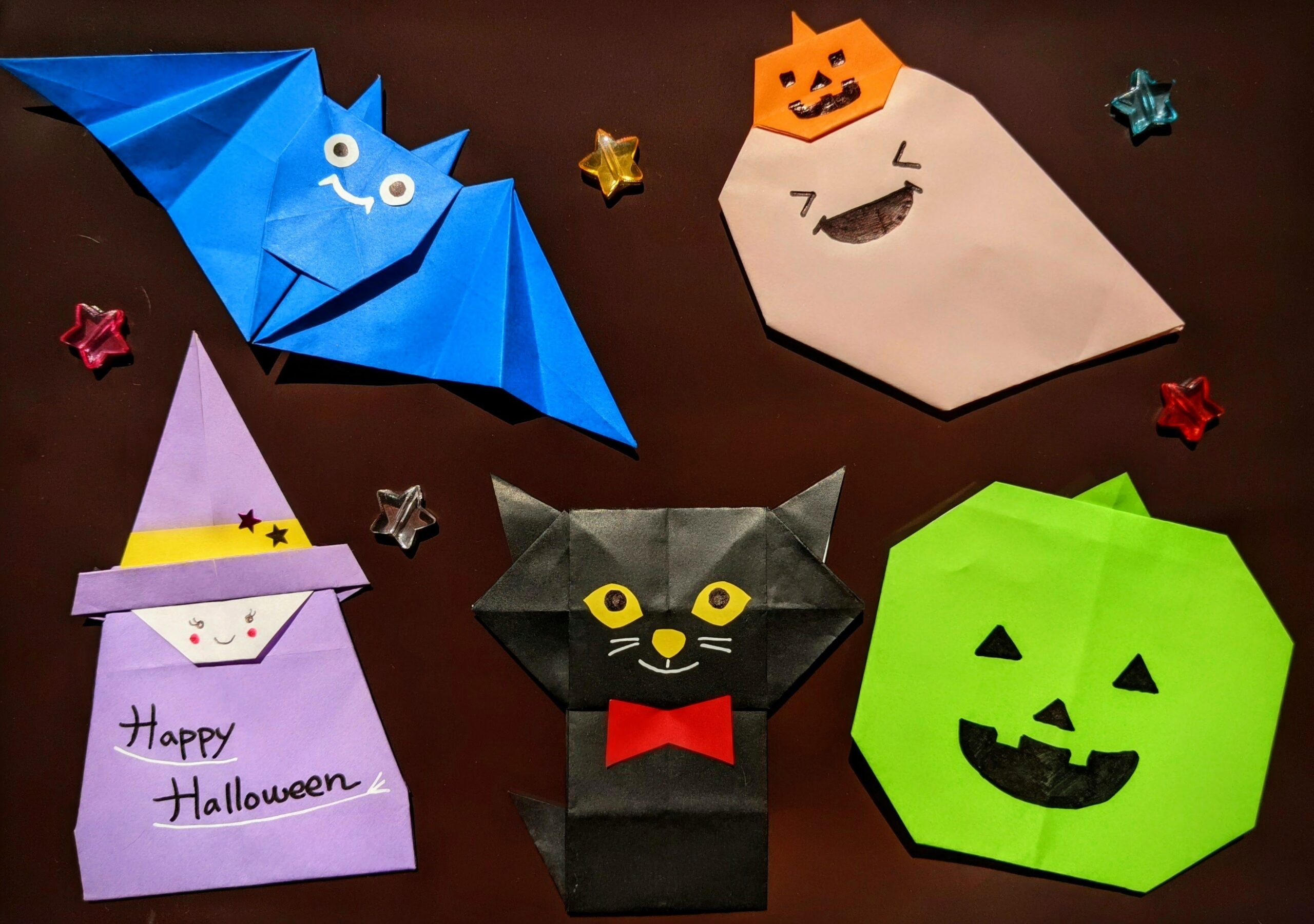ハロウィン折り紙 1枚で簡単な帽子付きおばけの作り方 Hallloween Origami Easy Ghost with witch hat