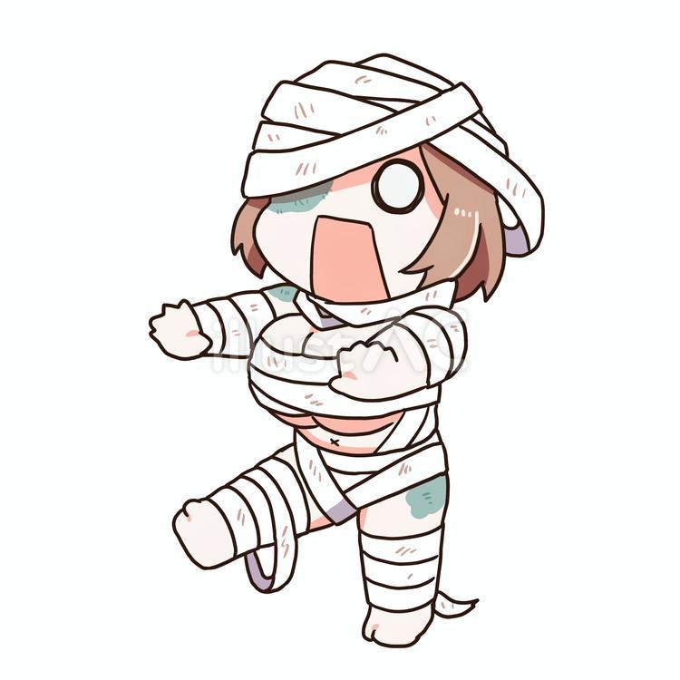 ミイラ男キャラクターイラストのフリー素材イラストイメージ