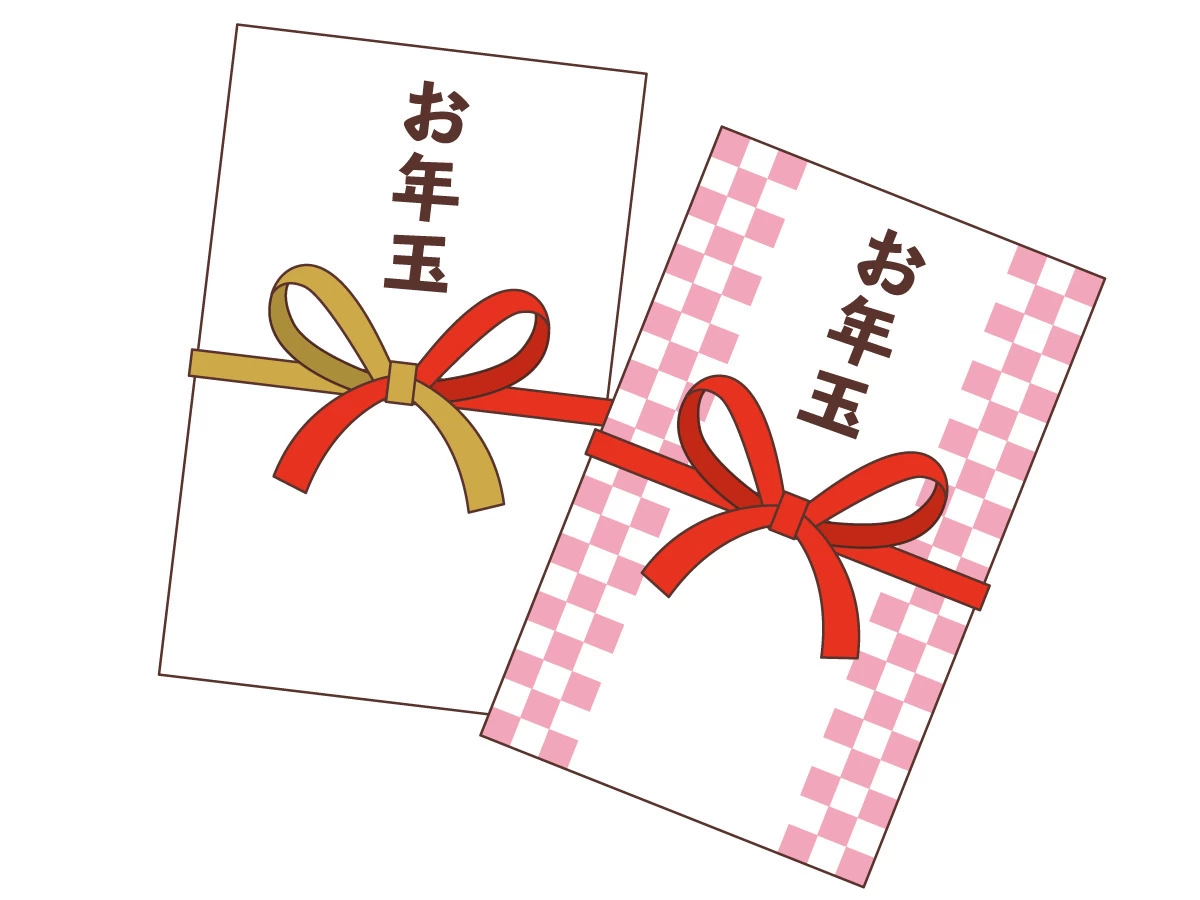 日本の四季今年もたくさんお年玉をもらった水彩イラスト たかなかアトリエ