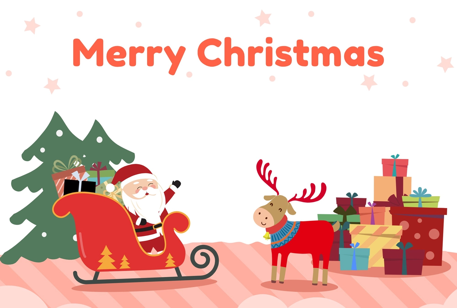 赤と緑のフレームとトナカイクリスマスカードテンプレート - ポストカード・イラスト素材サイト イラストareiraPostcardtemplate