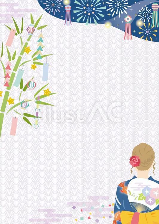 七夕の縦型フレーム枠：イラスト無料