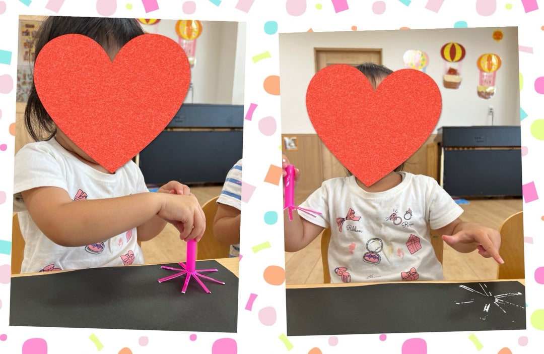 ストローでキラキラ花火製作〜うさぎ組〜ココカラ上桑島のブログ