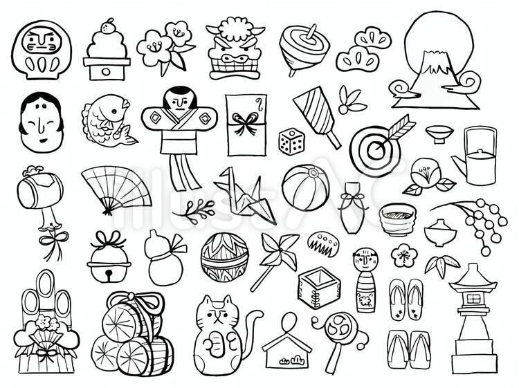 お正月 鏡餅のかわいい手書き風イラストアイコン可愛い絵文字アイコンイラスト『落書きアイコン』