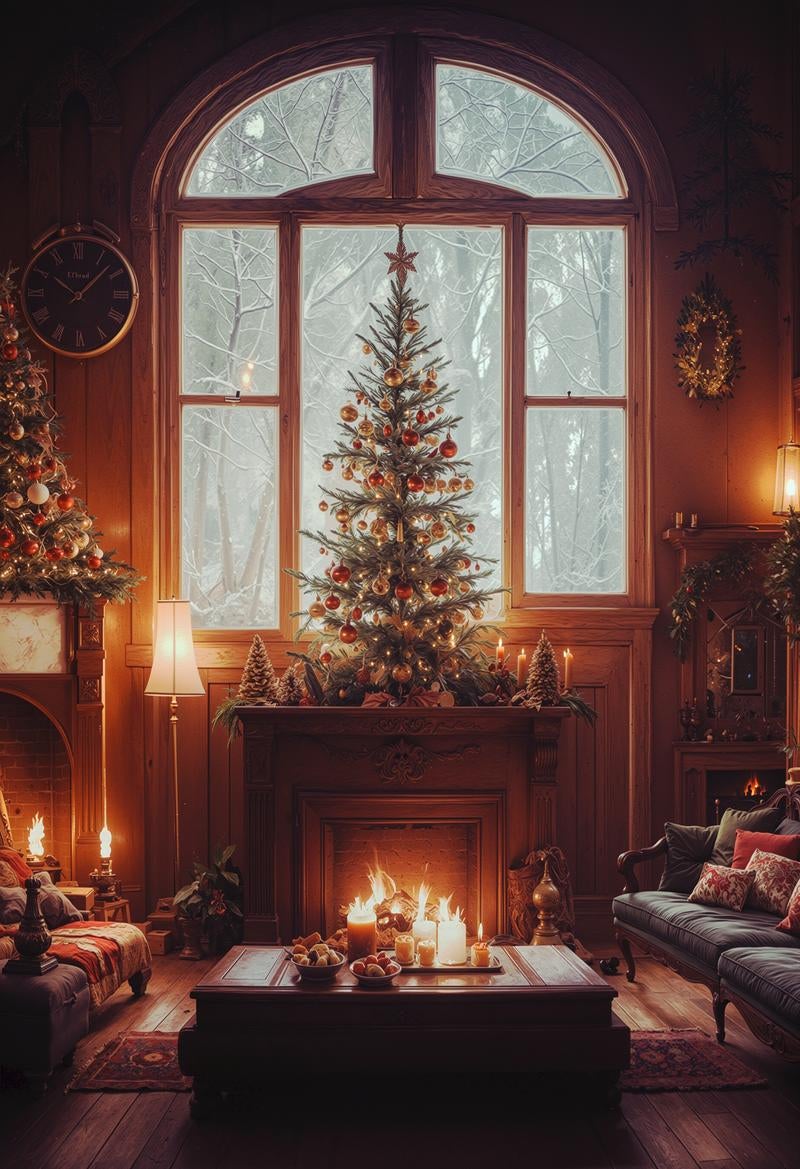 クリスマスツリーと暖炉の部屋 22451021625 の写真・イラスト素材アマナイメージズ