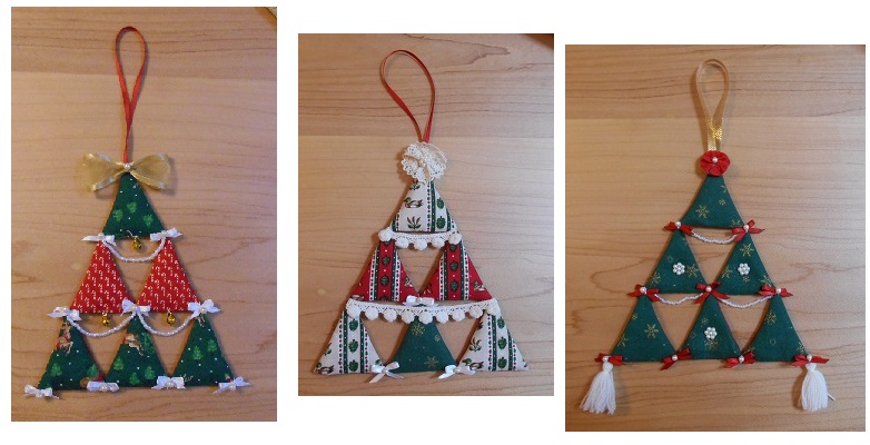 端切れで簡単🎄オーナメント作り, ⁡, Easy to make ornaments with scraps 🎄, ⁡,先日の福井県繊維工場見学でお土産にいただいた, @morikawa_lace森川レースと @rapyarn_ribbonリボンを使ってツリーを作ってみました, 土台にしたのは,neige手芸部のトートバッグの時に作っていたもう一つのパーツ,