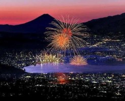 花火大会 諏訪湖 花火 ナイアガラの写真素材 - PIXTA