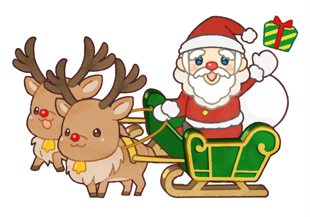 かわいいサンタクロースとトナカイのクリスマスキャラクターイラスト02のイラスト素材FYI08132221ストックフォトの QleanMarket キュリンマーケット