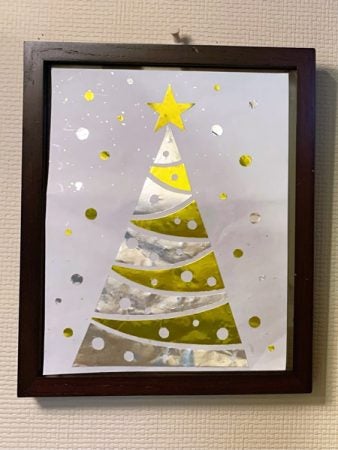 作る 脳トレ🎄切り絵のリースとツリーのカードエコ914