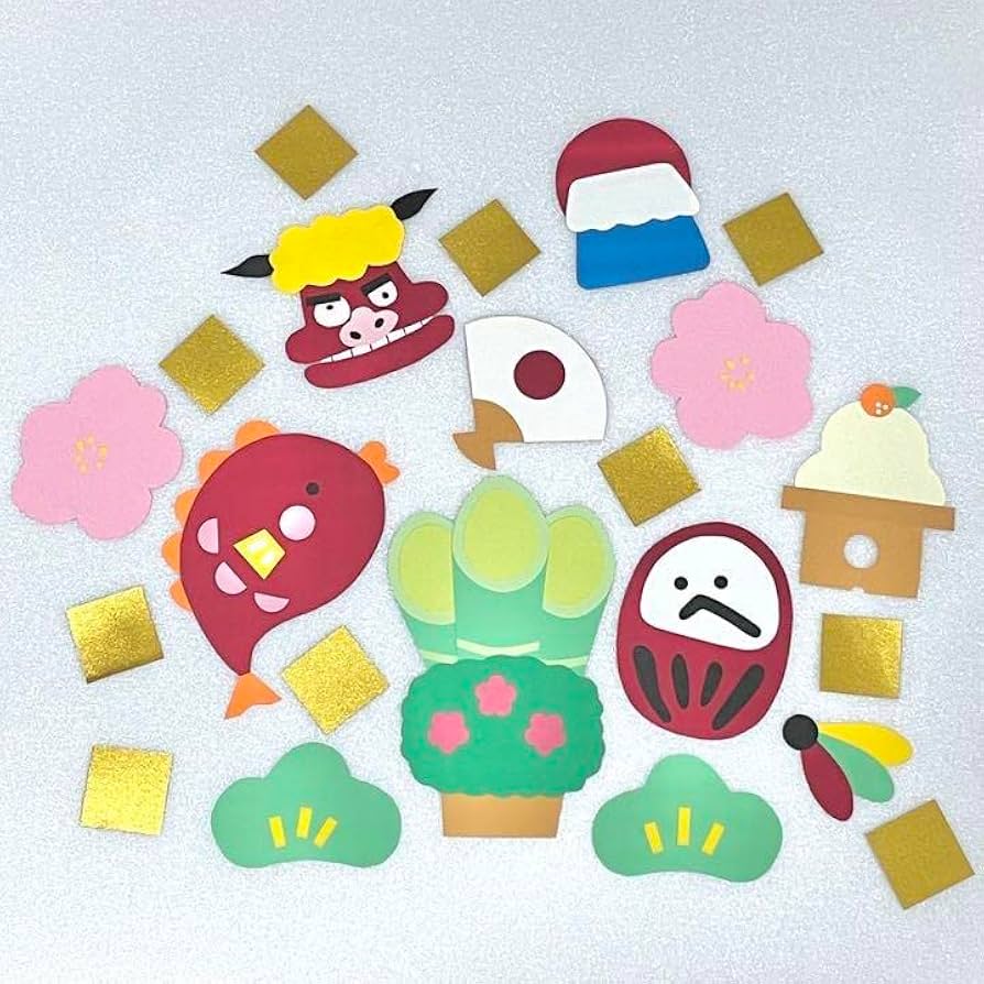 画用紙を折って立てるだけ！お正月飾りの作り方はんどカフェ