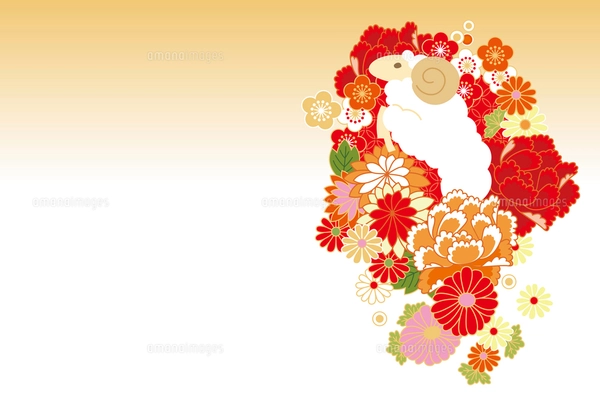 イラストデータ販売2027年 シンプルな未年年賀状 縦型イラストダウンロード