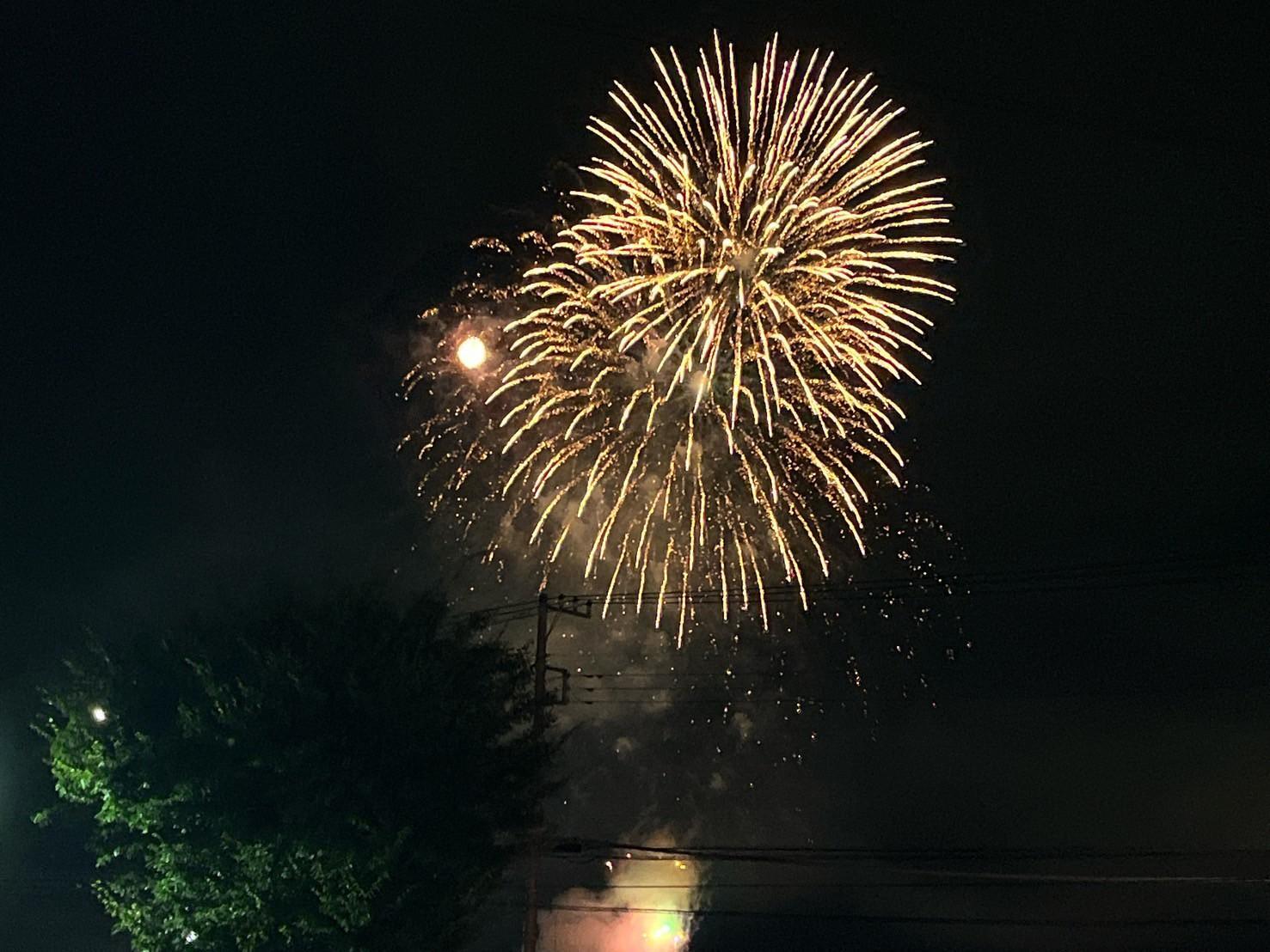 花火見えた。小金井小金井市花火五輪東小金井