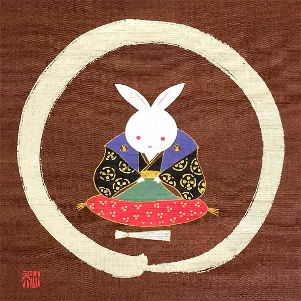 白いうさぎのお正月：イラスト無料