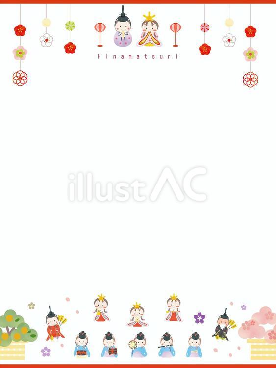 ひな祭り ぼんぼりと菱餅の丸型フレーム枠イラスト無料フリーイラスト素材集 Frame illust