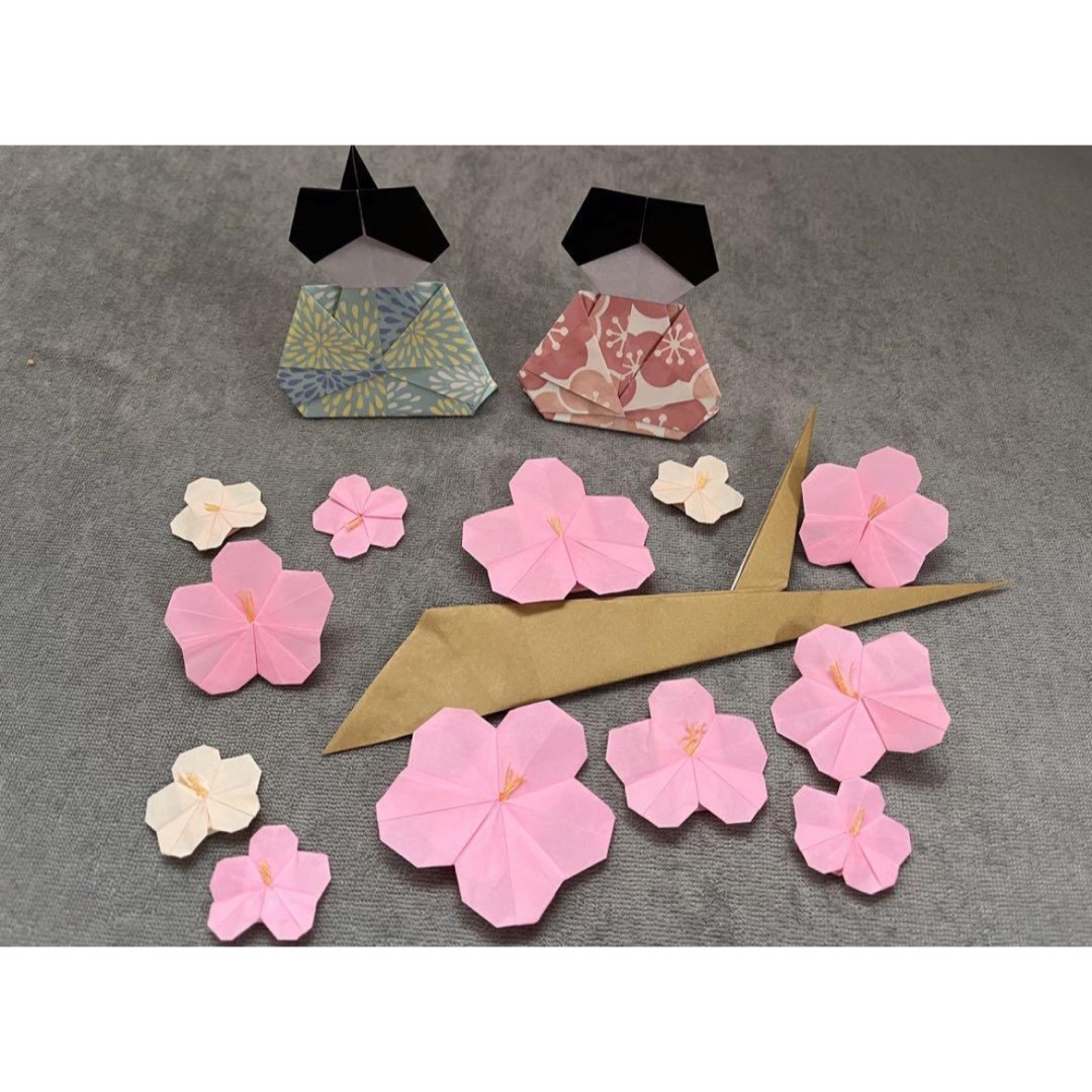 折り紙でひな祭りの桃の花を立体的につくれる簡単折り方お雛様飾りを手作り♪│子供と楽しむ折り紙・工作