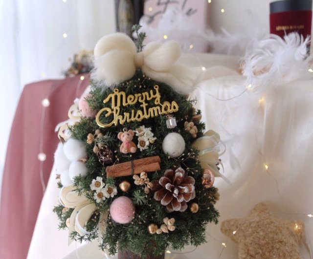 クリスマスリースＭ スノーピンクQ-FLA キューフラ のプレゼント・ギフト通販TANP タンプ