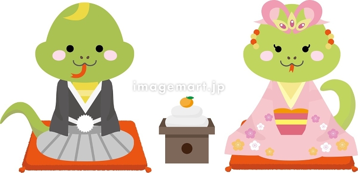 2025年巳年 へび年 ・正月年賀状素材・へびのイラスト：イラスト無料