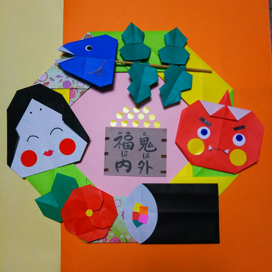 節分のリース飾り創作折り紙 カミキィ