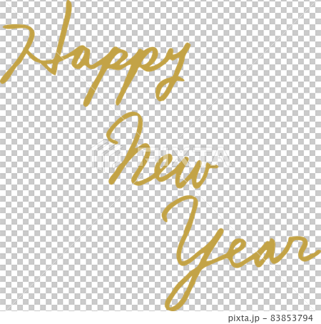 Happy New Year-手書き文字-筆記体-英語-年賀状 放射状ロゴ 黒のイラスト素材89020626- PIXTA
