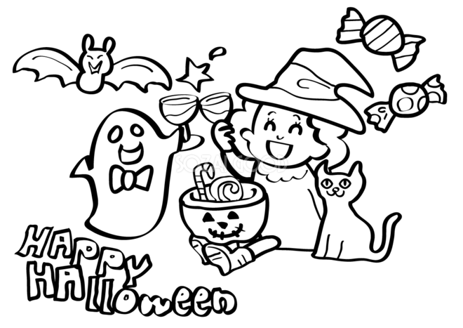 ハロウィン２」の塗り絵 - ぬりえやさんドットコム