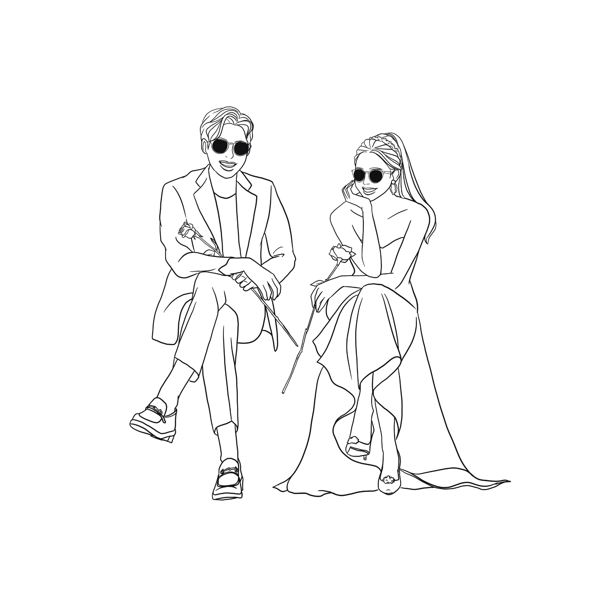 新郎新婦のフリーイラストフリーイラスト・クラシック フリクラ