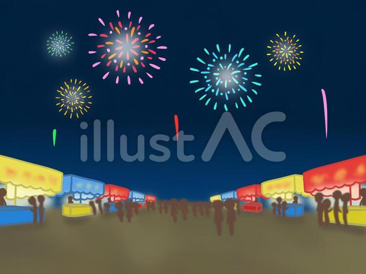 花火大会を見ている女性のイラスト - 無料イラストのIMT 商用OK、加工OK