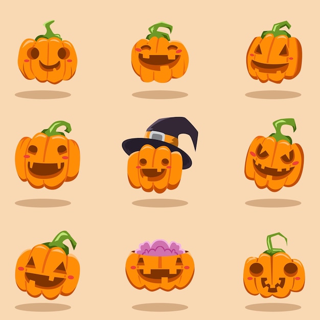 ハロウィンのかぼちゃ いろいろな表情・6種 の無料フリーイラスト咲くっとイラスト さくっといらすと
