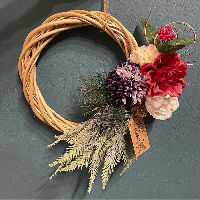 正月飾り 紙で作る胡蝶蘭のしめ縄リースの作り方見たものクリップ