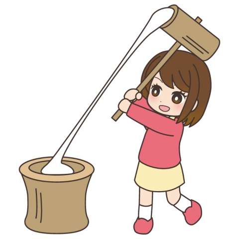 お餅つきをするうさぎのイラスト無料のフリー素材 イラストエイト