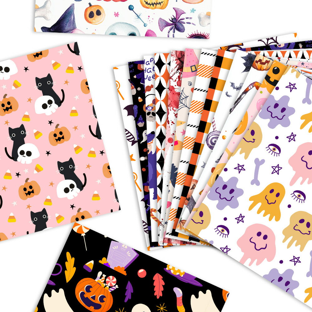 ハロウィーンのシームレスな流行のパターンの背景生地とギフト包装紙のベクトル図Premiumベクトル素材