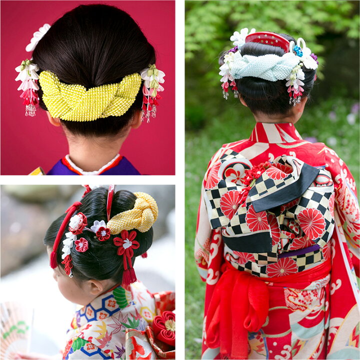 楽天市場 七五三 髪飾り 結び方手引き書付 最高級 正絹本絞りかのこ 手絡 てがら七五三三歳・七歳成人式日本髪髪飾りかんざし正絹 日本製 結綿 割れしのぶ 舞妓さん : かんざし 小間物 おはりばこ