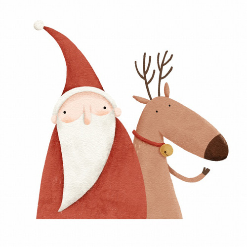 プレゼントを持つサンタとトナカイ、背景紺色のイラスト素材237444163- イメージマート