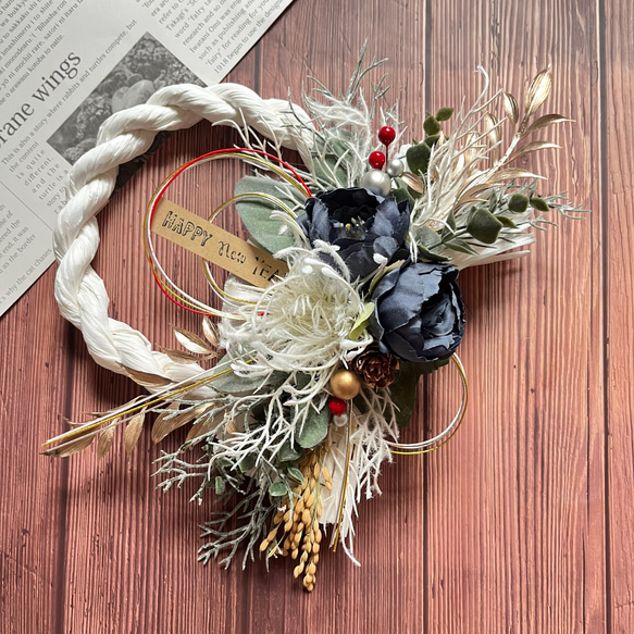 正月飾り しめ縄 日華 お正月飾り しめ縄飾り しめ縄リース しめ飾り おしゃれ モダン 玄関 玄関ドア リース 水引 注連縄 送料無料 .しめ縄.-結納屋 長生堂 - プレゼント＆ギフトのギフトモール