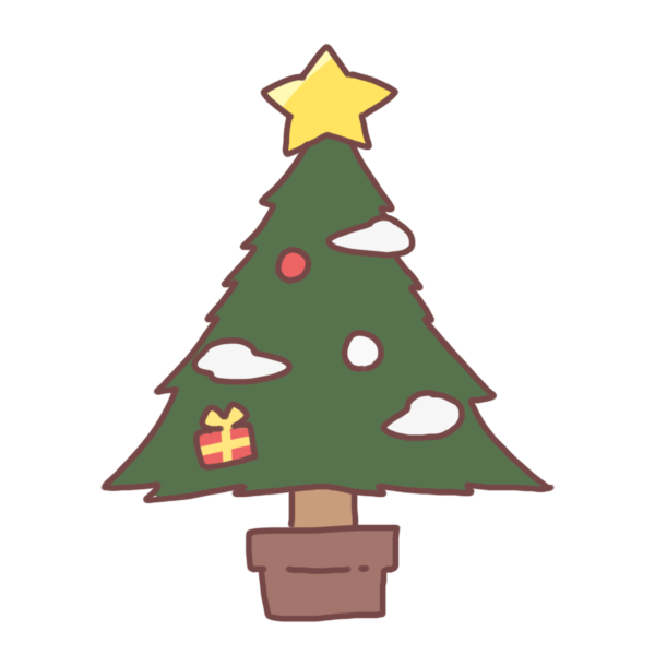 クリスマスツリーのかわいいイラスト ＜無料＞かわいいフリー素材 イラストK