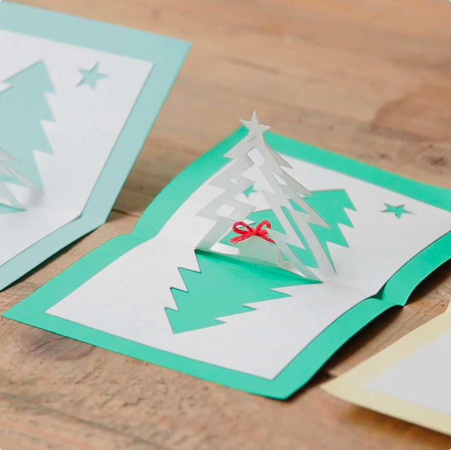 クリスマス工作 簡単★レースペーパーで作る 開くと広がる立体カード