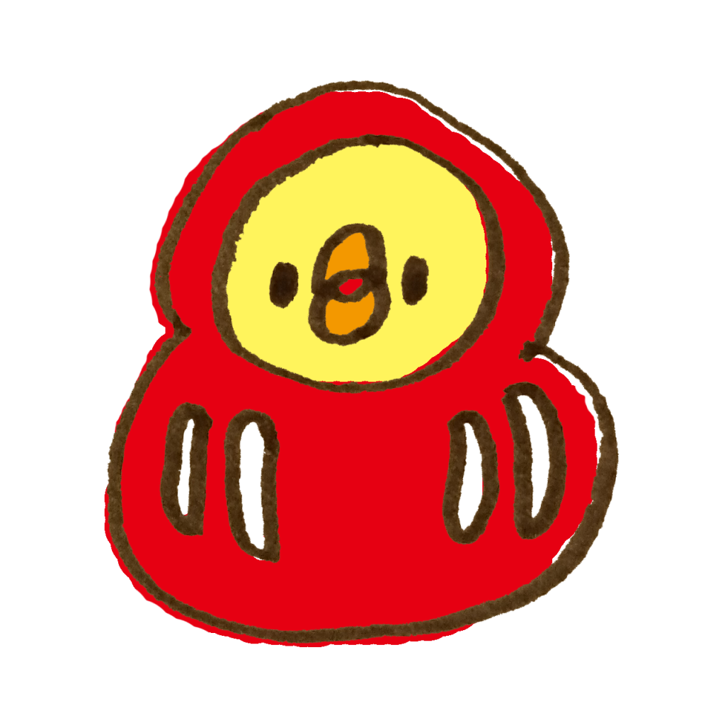 ダルマの親子の水彩イラスト水彩の挿し絵屋さん