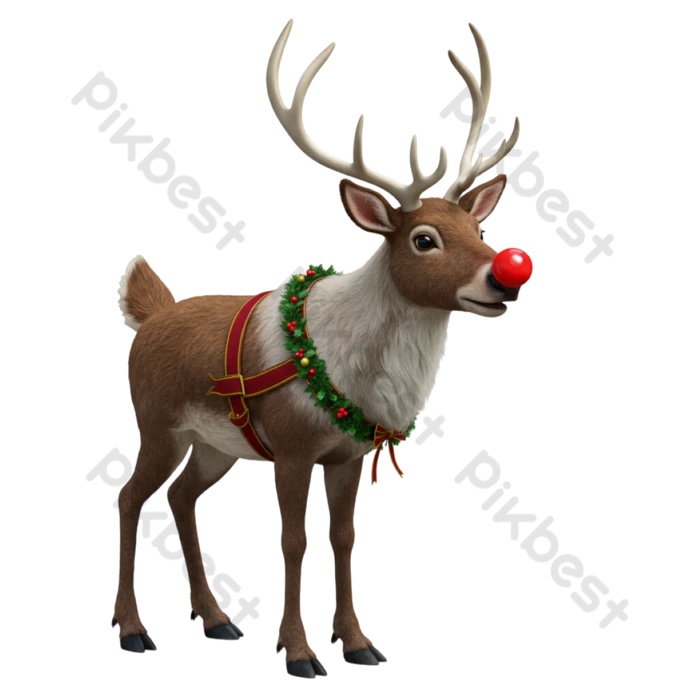 輝く赤い鼻を持つトナカイイラスト素材透過、PNGフリー画像ダウンロード - Pngtree
