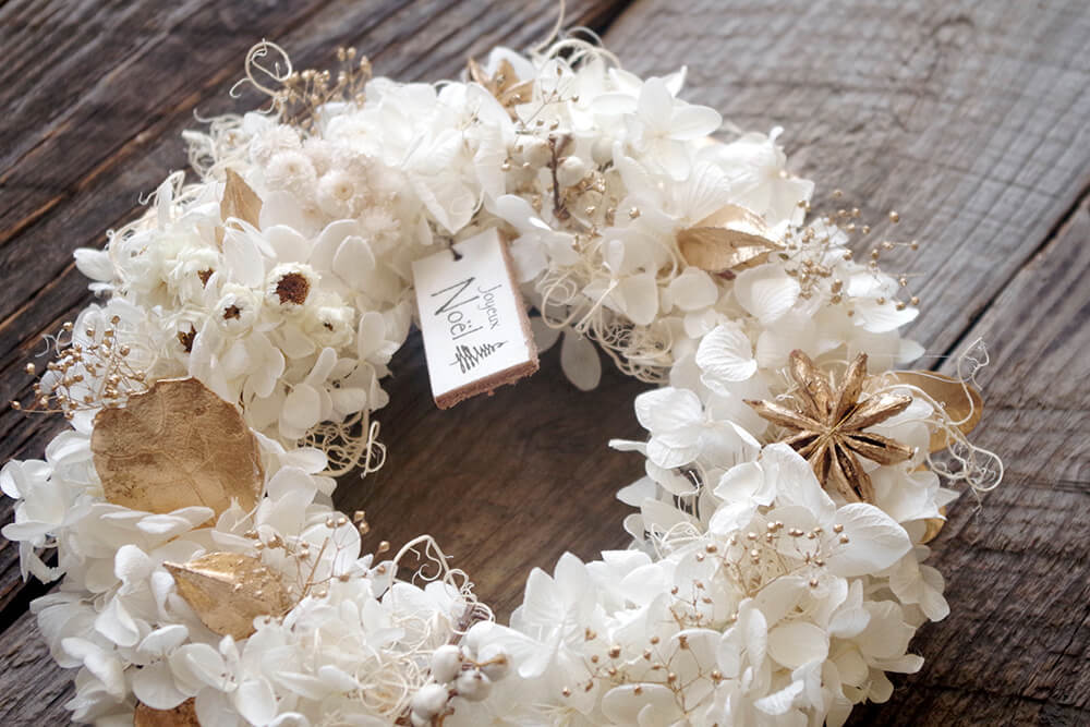 クリスマスリース ゴールド プリザーブドフラワーギフト・花の通販 フルールサラ