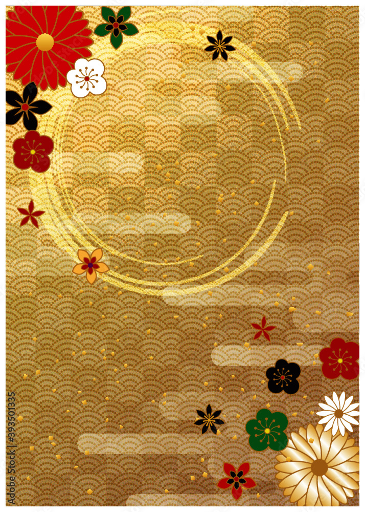 和柄の背景素材 正月飾り ：イラスト無料