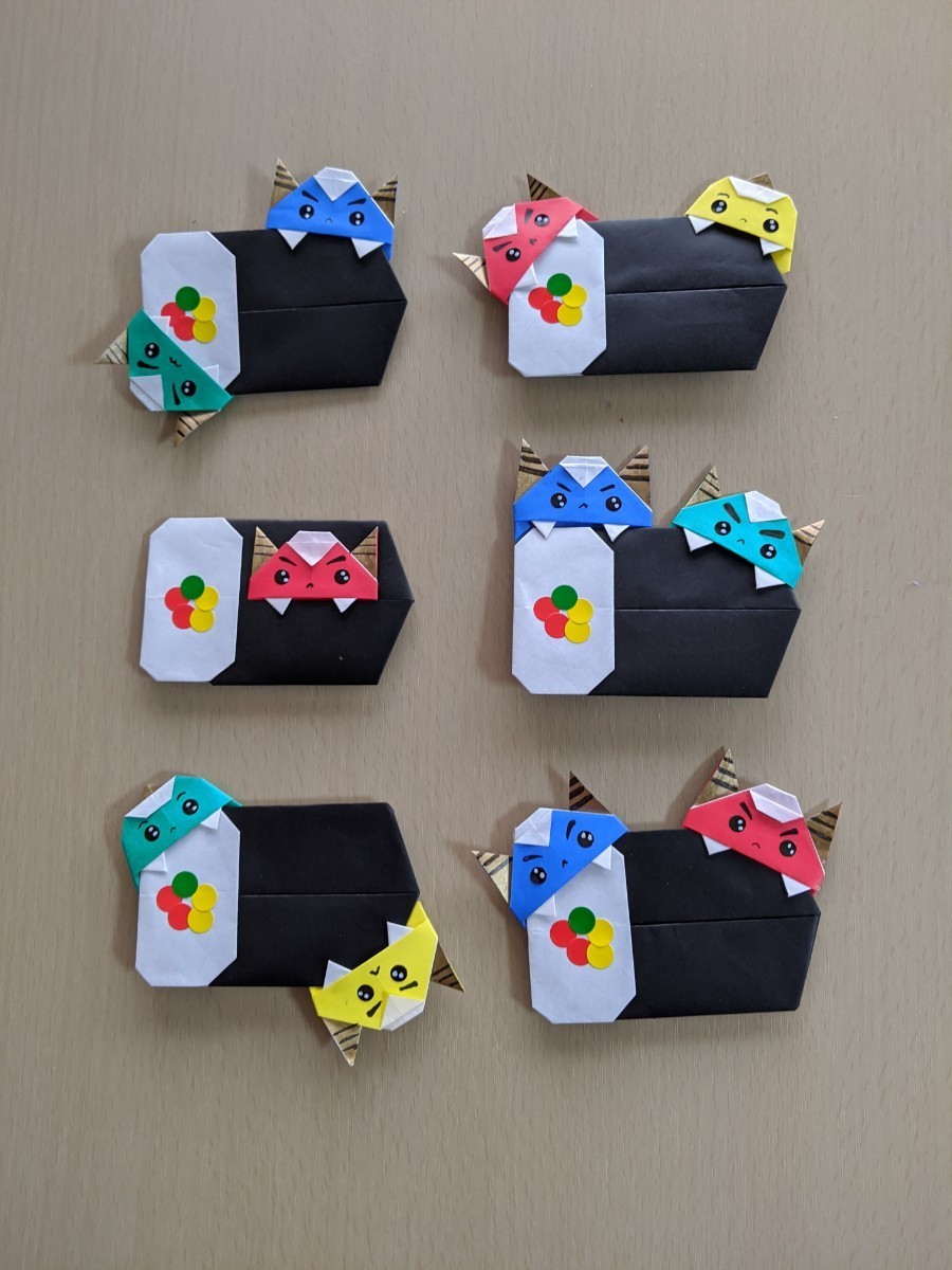 節分壁面飾り オニさん達と豆まきだ 冬壁面⑤『豆まき』 節分