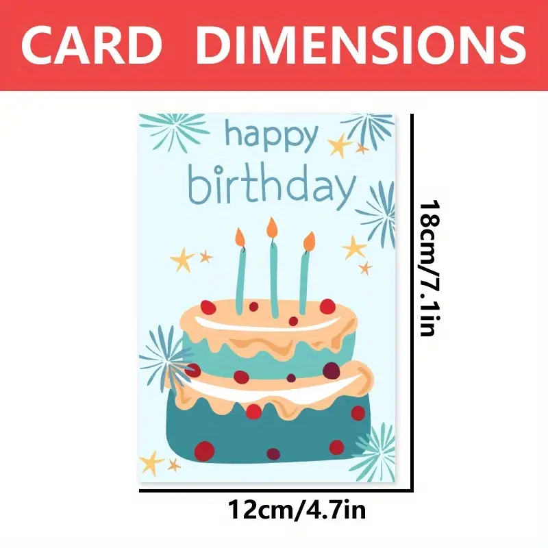 お誕生日 カード：キャンドル 花火 星が輝くかわいいバースデーケーキ あらゆる機会に最適 - Temu Japan