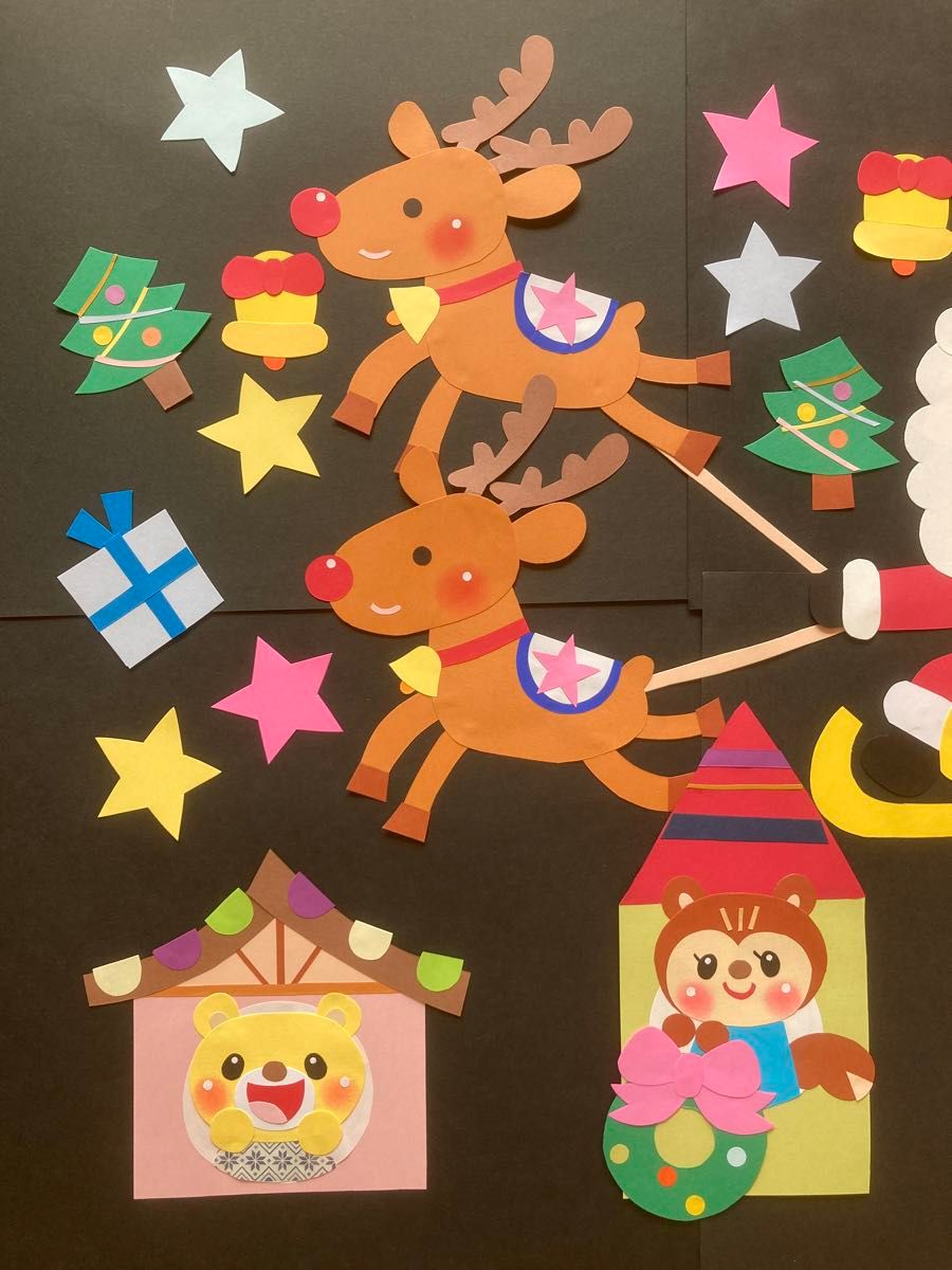 1点のみ保育 介護 病院 壁面 壁面飾り １２月 クリスマス サンタ 壁面飾り工房本店 壁面装飾・パネルシアター・ペープサート・型紙・知育・保育・介護商品の販売☆無料ダウンロード型紙「サンタとトナカイ２」 クリスマス 冬 幼稚園 保育園 老人ホーム 介護施設