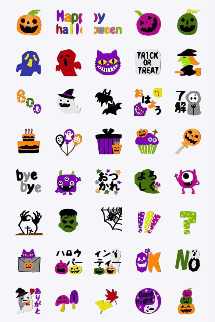 手描き風 シンプルかわいい ハロウィンイラスト素材セット オレンジ・紫167108189 毎月1点無料 フリー のストックフォト イメージマート