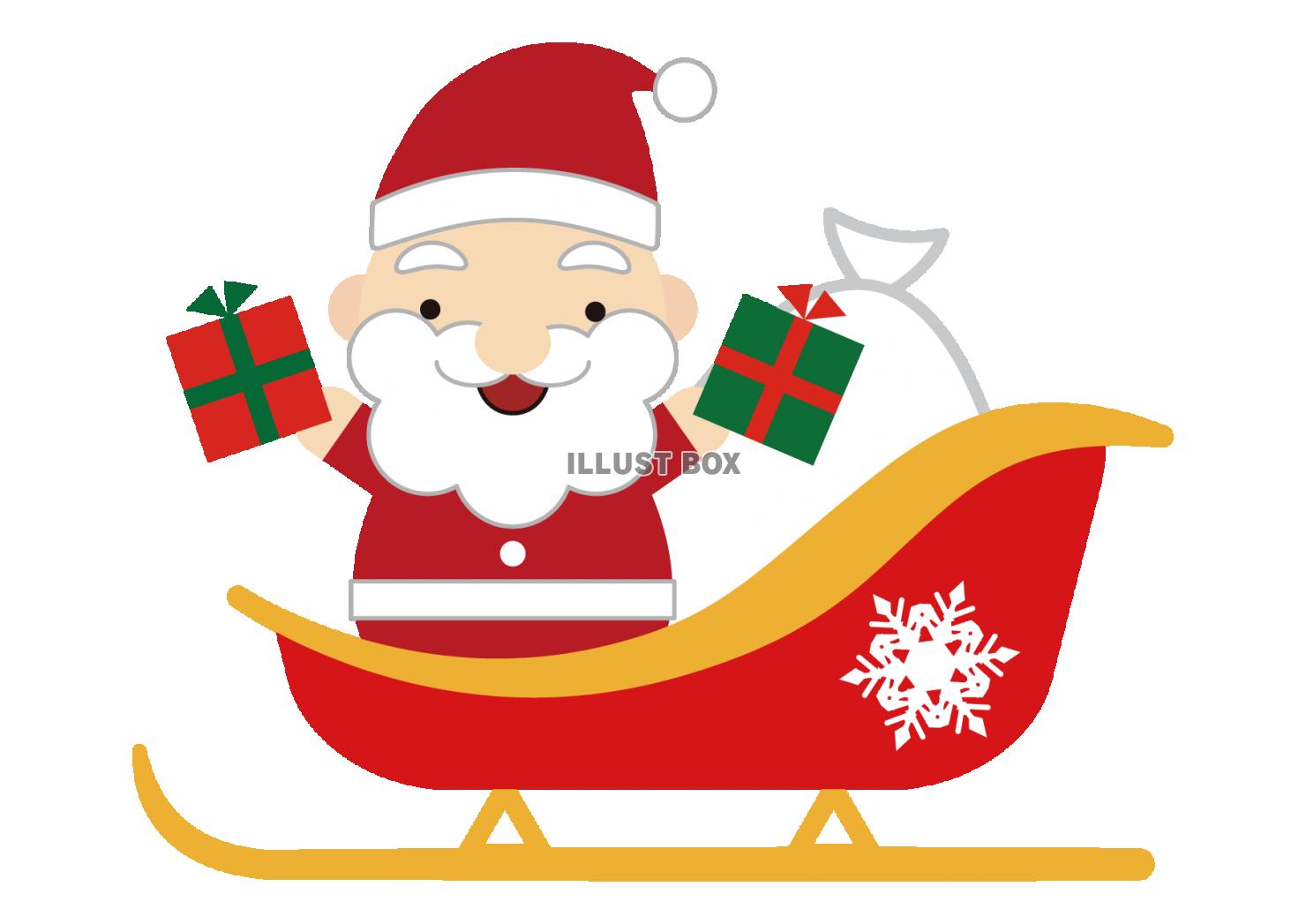 サンタさんのそり、黒地に白の分離のシルエットのイラスト素材・ベクター Image 67956728