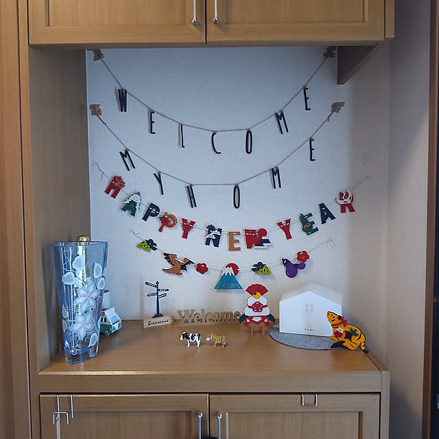 お正月ガーランド フェルトガーランド お正月木の雛人形・五月人形人と木