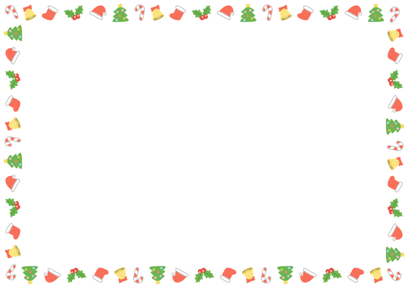 クリスマスの枠かわいい手描きの無料素材「てがきっず」保育園・小学校・介護施設にぴったりのフリー素材イラスト