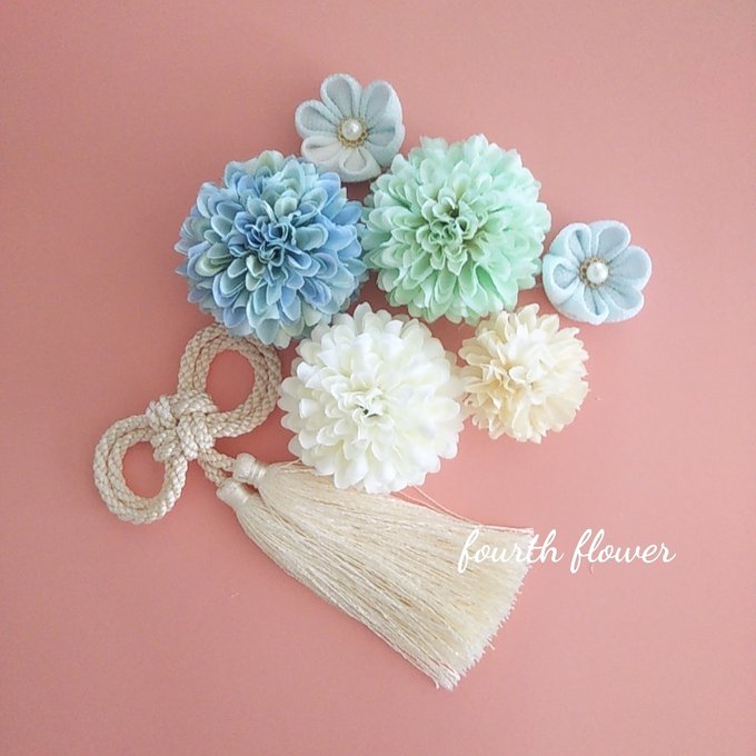 つまみ細工 かんざしセット 7歳さん以上向け 紅白 赤 *七五三 *髪飾り *日本髪 *成人式 *銀ビラ *藤下がり かんざし おはなや 澄花 通販9618181Creema クリーマ