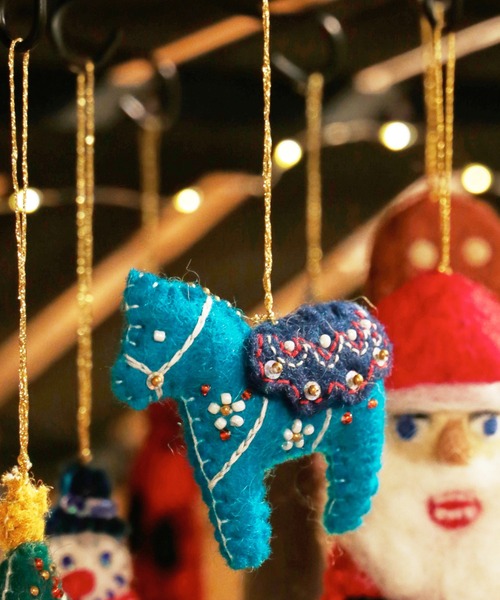 クリスマス 雑貨cm1494ふわふわフェルトオーナメントBOX 水玉 ストライプ サンタ 4体セット1箱イベント,花うるるのクリスマス特集花うるる 本店